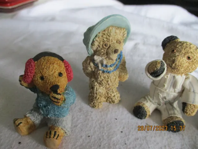 Peter Jager Hand Painted Ceramic Teddy Bears x 5 3