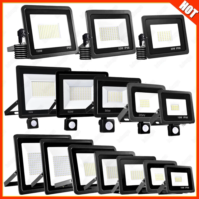 LED Fluter mit Bewegungsmelder Stecker 10-100W Außen Strahler Scheinwerfer IP66