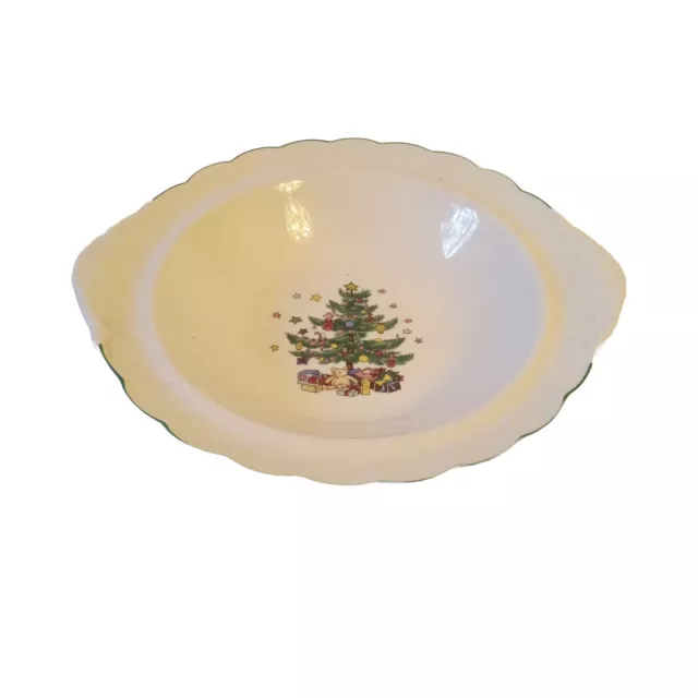 NIKKO HAPPY HOLIDAYS HANDLED VEGETABLE SERVING BOWL 11" CHRISTMAS Tree Swirl SEE