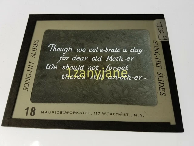 Glass Magic Lantern Slide SONG HIT SLIDE JSY NY THOUGH WE CELEBRATE A DAY FOR DE