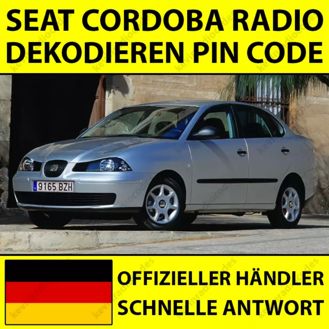 ✅Seat Cordoba Radio Dekodieren Pin Code Alana Lena Cd Kassette Navigation✅