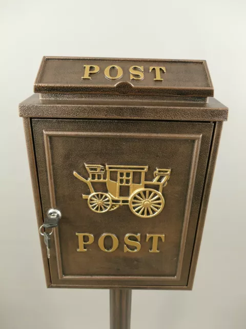 BRIEFKASTEN Fuß Ständer braun NOSTALGIE - LOOK Jugendstil Postkasten Letterbox 3