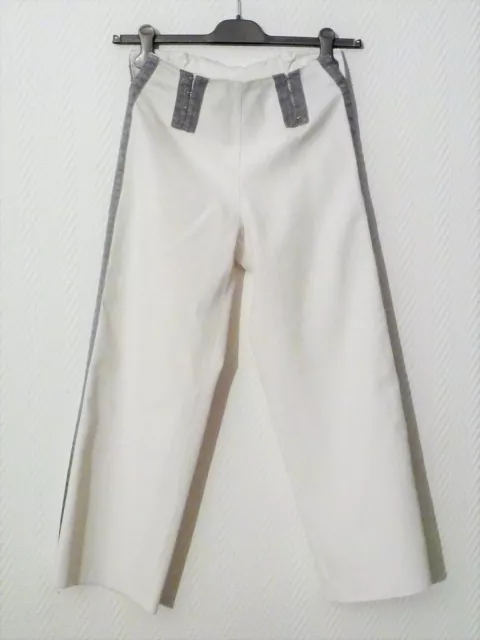 🌼 Pantalon/ Pantacourt en 100% Ramie Blanc Gris- Taille XS- Biche De Bère 2