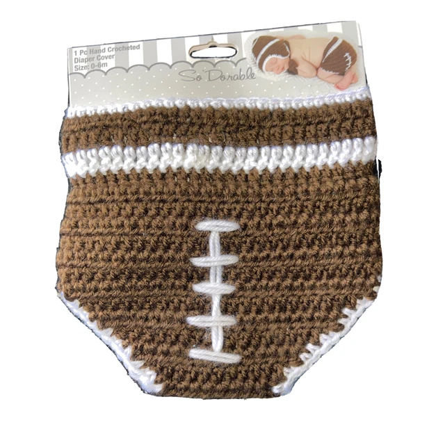 So Dorable Hand Crocheted Football Diaper Cover Size 0-6M NWT