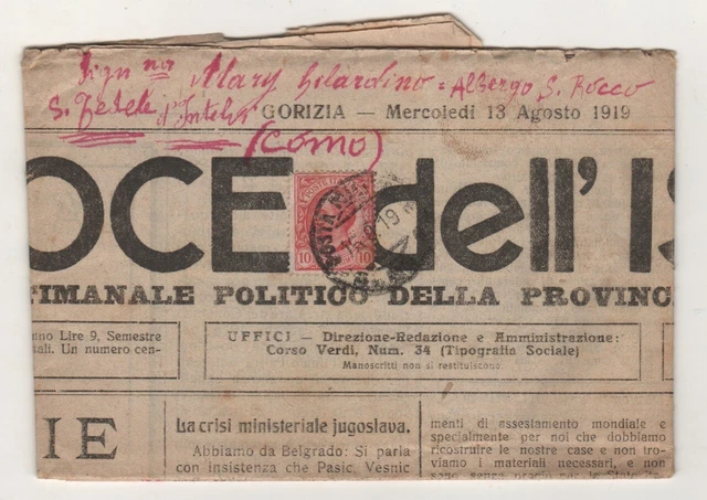 La Voce Dell'isonzo Gorizia Giornale N° 69 Del 1919