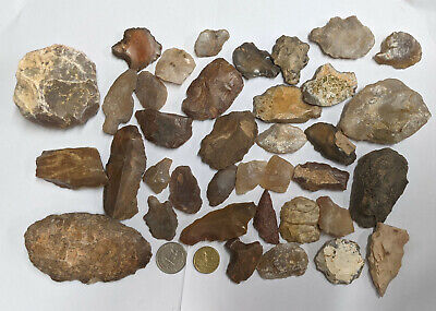 800 Grams NEOLITHIC & PALEOLITHIC Stone age Tools and Artifacts (#A1054)