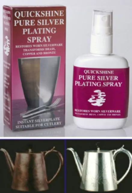 Quickshine Pure Silver Plating Sray - Repairs Worn Silver Plate Instantly