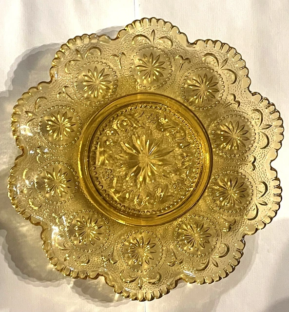 6qty Vintage Brockway Glass Amber American Concord Sandwich 6 1/2" Desert Plate