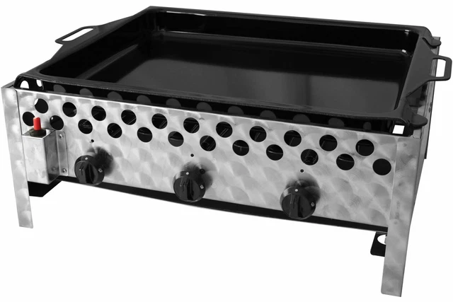 KYNAST Edelstahl Gastrobräter 3 flammig 12 kW Gasbräter Tisch Bräter Grillpfanne 2