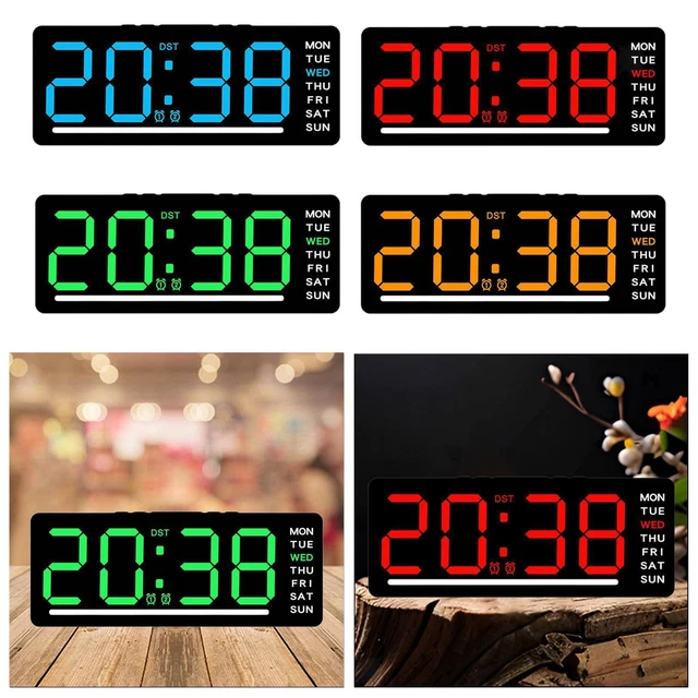 PASIVOLE Horloge Murale Numérique Grand Écran 10" - Date, Alarme, Gradation Auto Noir