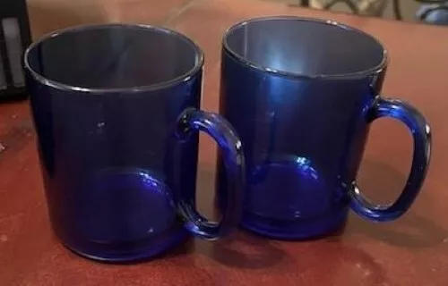 Made in France - Vintage Cobalt Blue 10oz Coffee/Tea Mugs - Set of 2