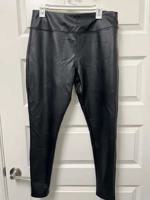 Nordstrom BP Womens Black Faux Leather Leggings Pull On Wide Waist Size  L