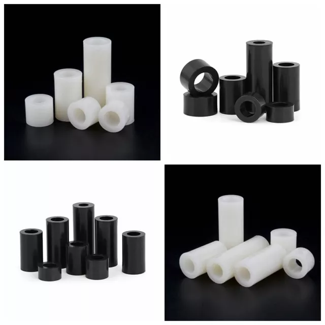 Plastic Nylon Round Non-Thread Column Standoff Spacer ABS Washer Black / White