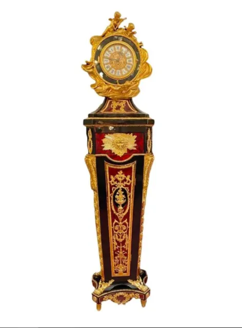 Louis XV Rococo Style Ormolu Mounted Pedestal Clock After Riesener - Jean Henri