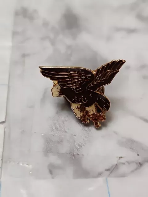 Vintage Enamel Soaring Eagle Gold Tone Lapel Pin Hat Pin Tie Tack