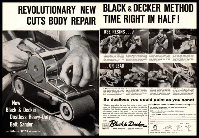 1958 BLACK Decker Towson Maryland Dustless Belt Sander 2 Page