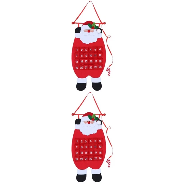 2 piezas cuenta atrás para Navidad Santa Calendario de Adviento árbol de Navidad colgante