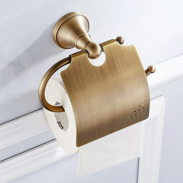 Toilet Paper Holder Wall Mount Vintage Bathroom Antique Brass Tissue Roll Paper