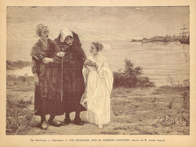 Paris Exposition 1889 " Une Promenade " Tableau De Alfred Guillon / Gravure