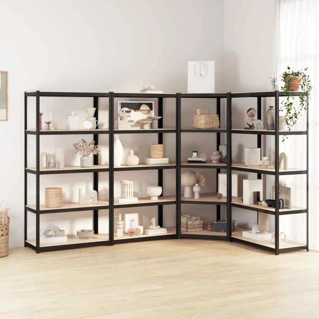 Vidaxl Scaffali 5 Ripiani 4pz Antracite in Acciaio e Legno Multistrato