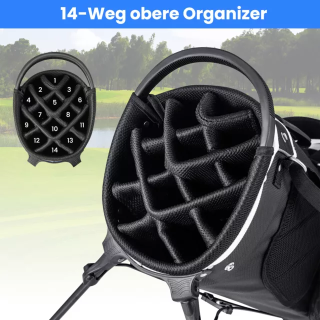 Golfbag Standbag Golftasche mit 6 Taschen wasserdicht mit Regenhaube 3