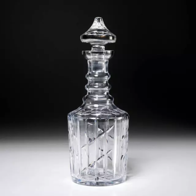 Georgian Style Ornate Cut Clear Crystal Decanter Pointed Stopper 12" Antique