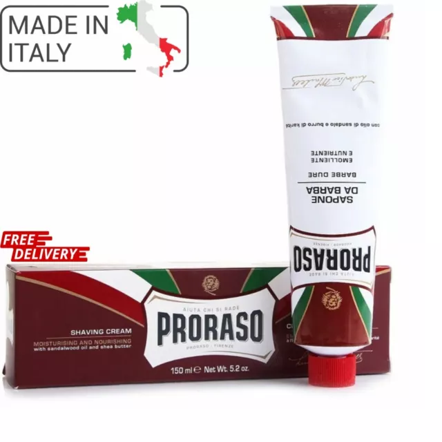 Proraso Shaving Cream Tube Red | 150 ml | Sandalwood & Shea Butter | AUS SELLER