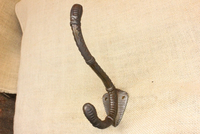 Old Bath Robe Large Coat Hook Harness Tack Hanger 6” Heavy Vintage Decorated 2