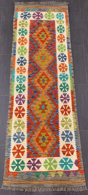 Tribal Handmade Afghan/Turkish Runner Kilim Rug, Wool Kilim rug, size 211x70 CM