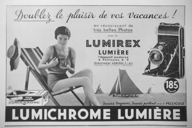 Publicité Presse 1934 Lumichrome Lumière Plaisir De Vacances Lumirex - Voilier