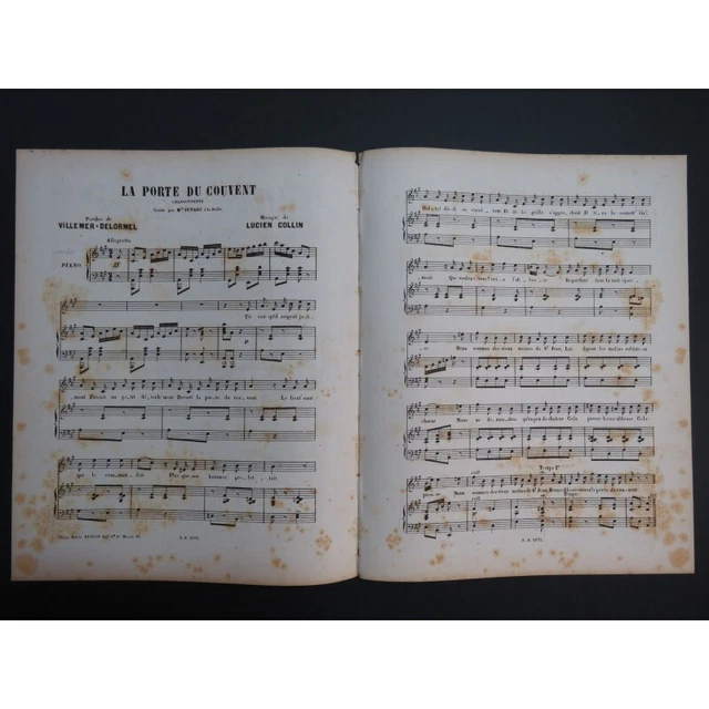 COLLIN Lucien La Porte du Couvent Chant Piano ca1880 4