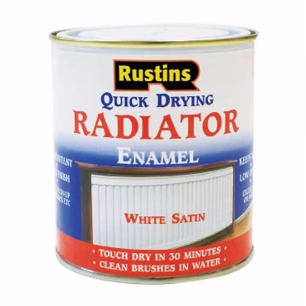 Rustins Quick Dry Radiator Enamel Paint 250Ml/500Ml/1Ltr Satin White