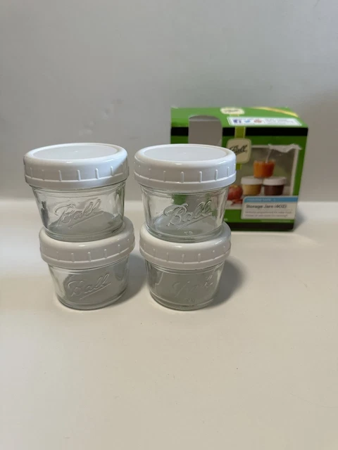 Ball Storage Jars 4oz Food Storage Kitchen Clear Glass Plastic Lid Freezer Safe