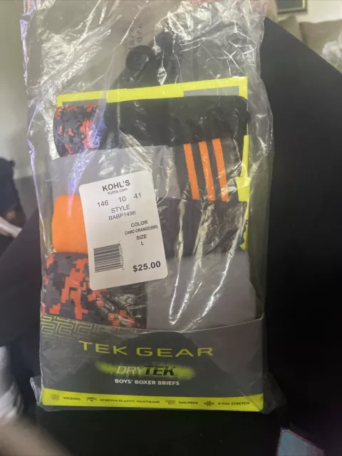 TEK GEAR DRY Tek Boys Boxers Briefs, Size L 4 Pk Underwear. Orange, Grey  New! $9.99 - PicClick