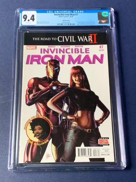 Invincible Iron Man #7 CGC 9.4 NM 3rd Print Cameo 1st Riri Williams Ironheart