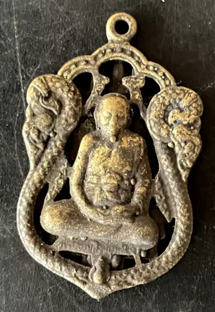 Figure Plate Votive Buddha Bonze Mudra Amulet Holy Thailand Thai T30