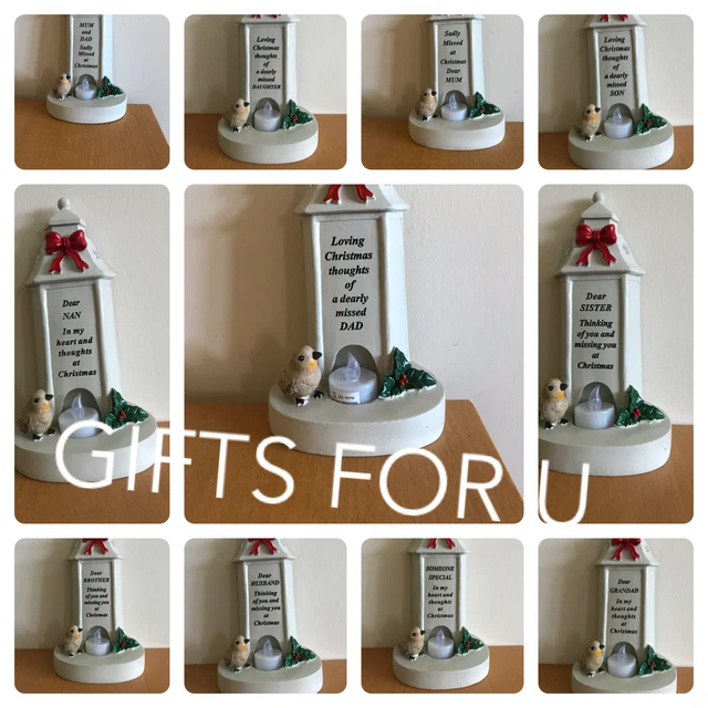 Christmas Xmas Robin Lantern Grave Memorial  Ornament Flickering tealight