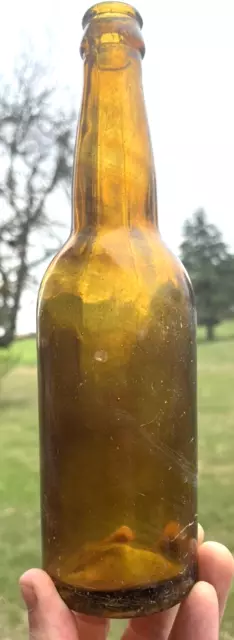 Nice Amber Beer Bottle W/Swirls Marked W.f. & S. Mil 1910'S Dug In Video L@@K