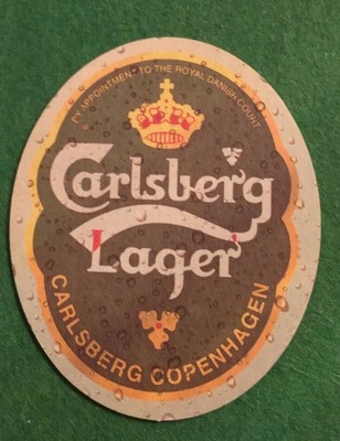 FF32 CARLSBERG LAGER VINTAGE BEER MAT COASTER DOUBLE SIDED 