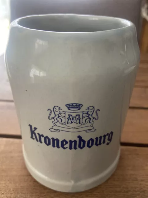 Chope Verre A Biere KRONENBOURG 20cl En Grès Signée CRF