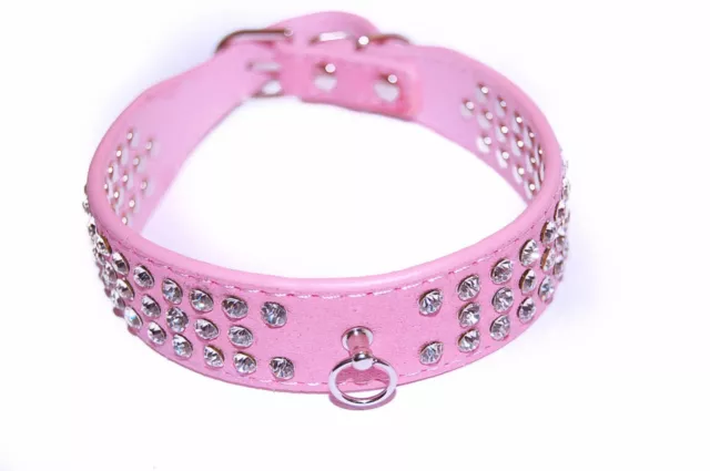 Pet Palace "Debonair Doggy" Suede Diamante Rhinestone Studded Luxury Dog Collar