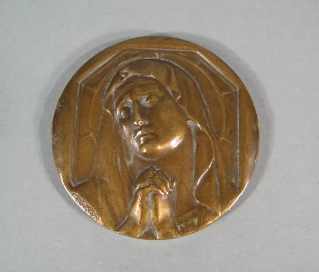 Madonna Aus Gebetskette Sacred Von Christ, Alte Medaille Bronze Bildhauer Becker