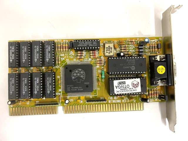Scheda Video Vintage OAK Technology OTI037C 16-bit ISA VGA (OTIVGA) - Testata