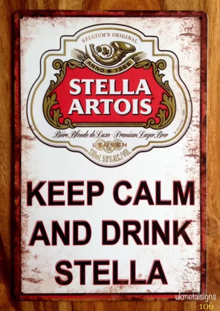 Stella Artois Birra Vintage Insegna Metallo Latta Retro Placca Garage Bar Pub Uomo Grotta