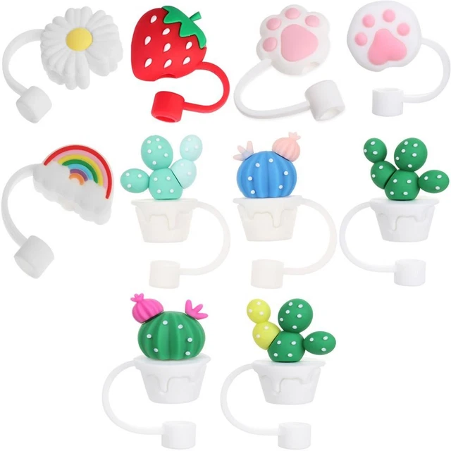 Taza accesorios tapones de dibujos animados cubierta tapón de paja de silicona tapa antipolvo para beber