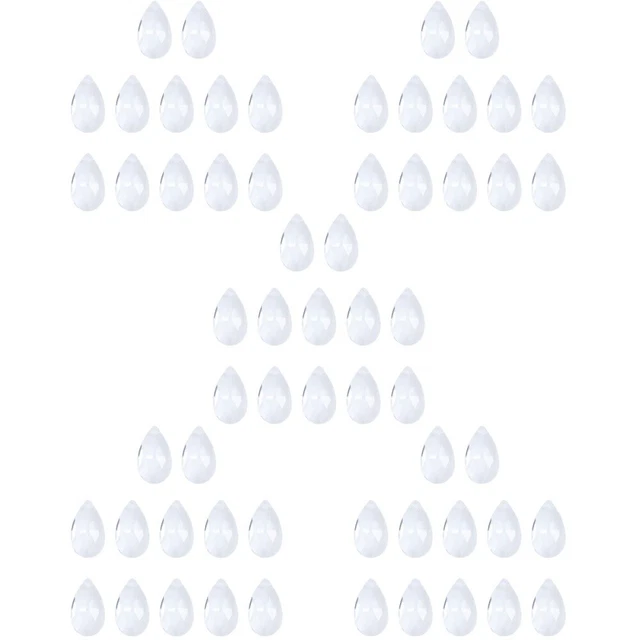 60 Pcs Chandelier Crystal Pendant Prisms Tear Drop Beads Clear Glass