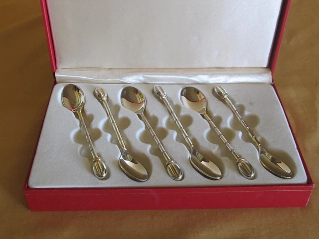 Lot De 6 Cuillères à Moka Francia – Métal Argenté – Décor Végétal – France