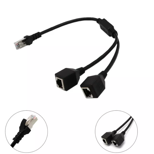 RJ45 1 Male to 2 Female Port Ethernet Network Cable Splitter Extension Connector