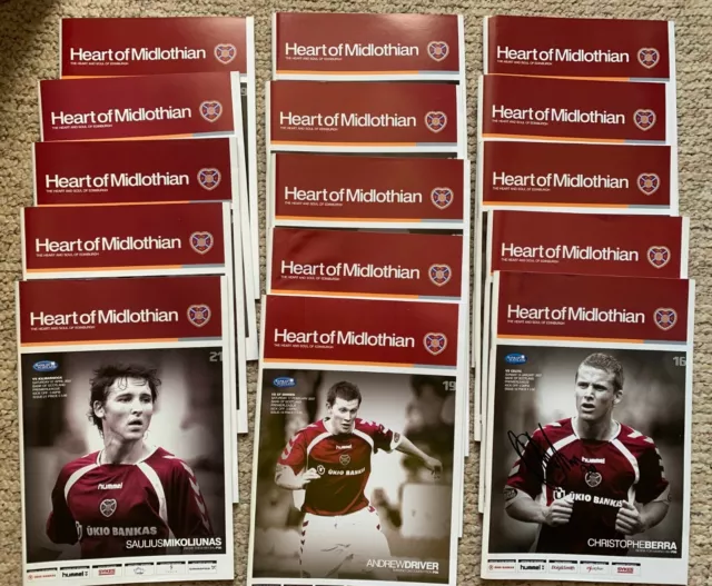 Hearts FC, 15  match programmes from season 2006-07, Scottish Premier League.