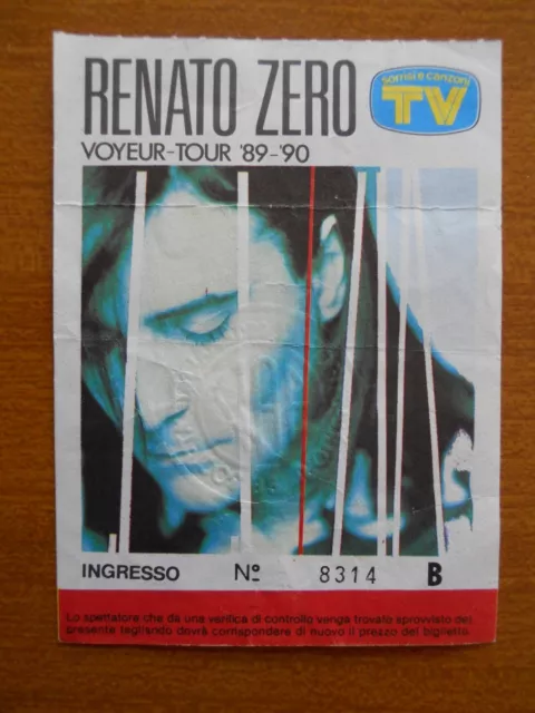Biglietto Renato Zero Voyeur Tour '89-'90 Buone Condizioni